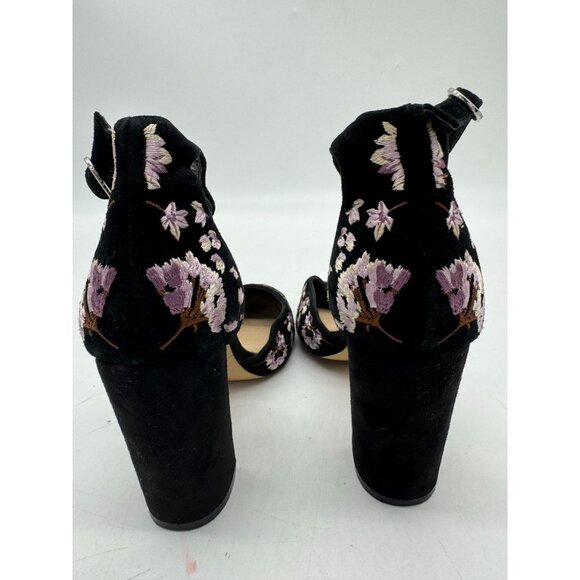 White House Black Market Womens Embroidered Goth Heeled Sandals Size 7M Black - Picture 8 of 11